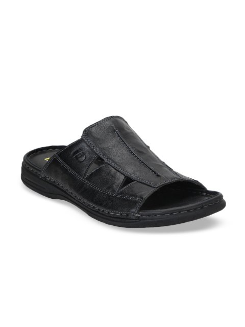 

ID Men Black Solid Comfort Leather Sandals