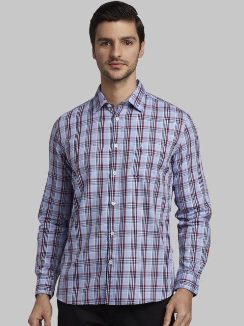 

Parx Men Blue Slim Fit Checked Casual Shirt