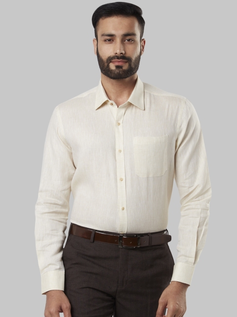 

Raymond Men Beige Regular Fit Solid Linen Formal Shirt
