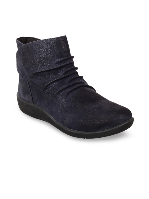 

Clarks Women Navy Blue Flat Boots