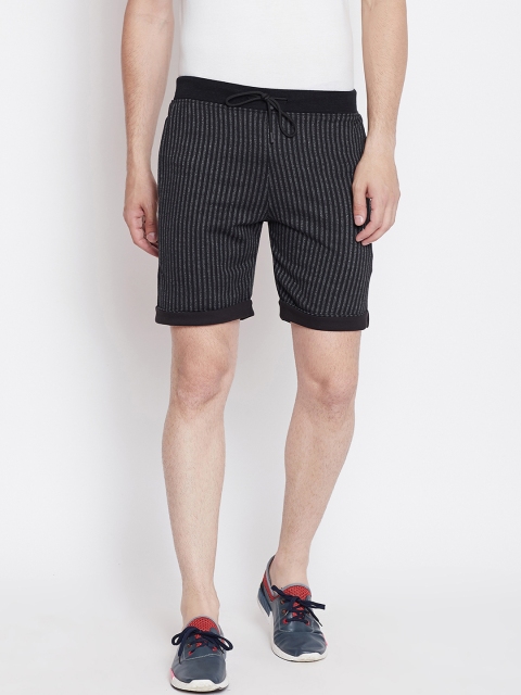 

Okane Men Black Striped Regular Fit Regular Shorts