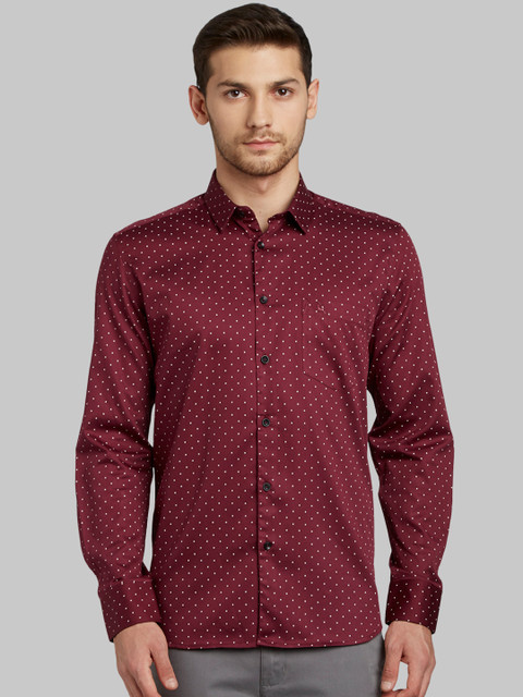 

Parx Men Maroon Slim Fit Printed Casual Shirt