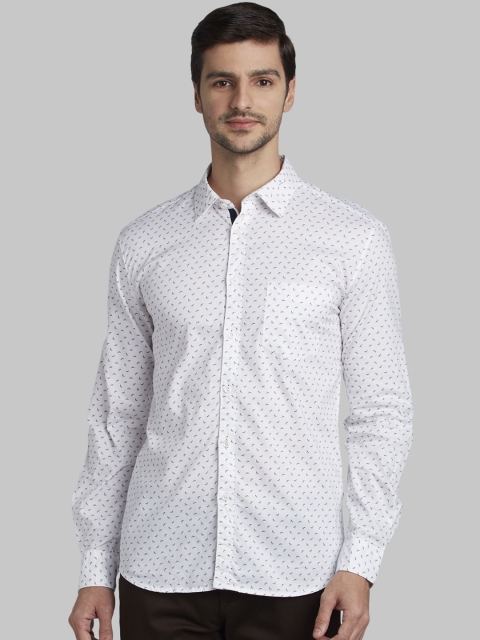 

Parx Men White Slim Fit Printed Casual Shirt