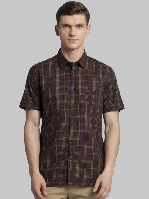 

Parx Men Brown Slim Fit Checked Casual Shirt