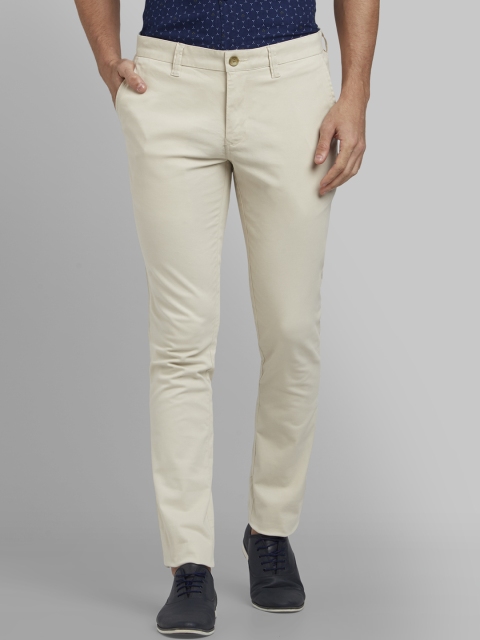 

Parx Men Cream-Coloured Slim Fit Solid Regular Trousers
