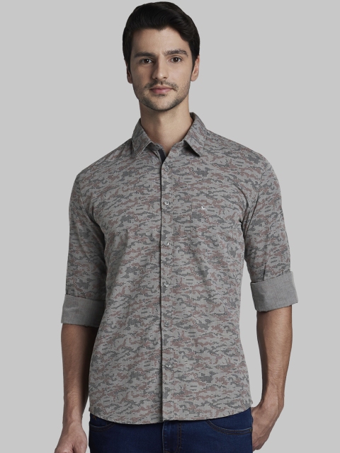 

Parx Men Grey Slim Fit Printed Casual Shirt
