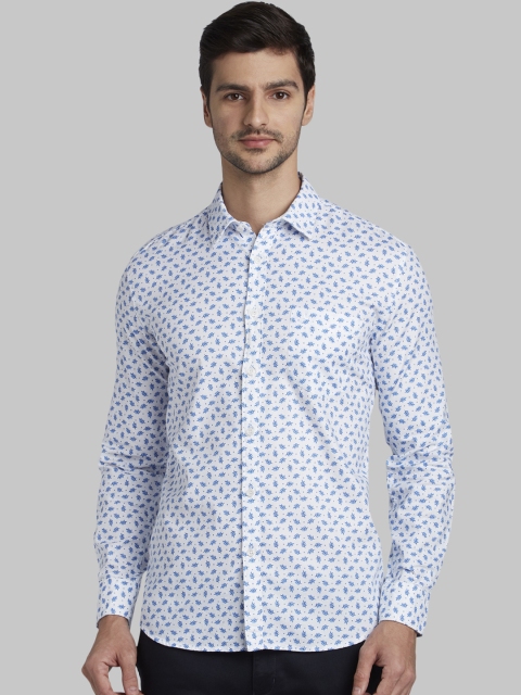 

Parx Men Blue & White Slim Fit Printed Casual Shirt