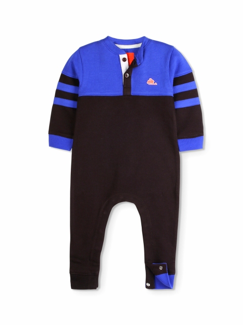 

Cherry Crumble Boys Black & Blue Colourblocked Bodysuit WS_BDSUIT-60762