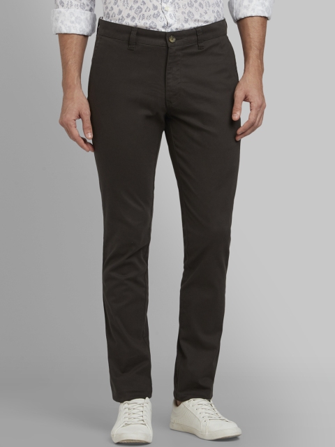 

Parx Men Olive Brown Slim Fit Solid Regular Trousers