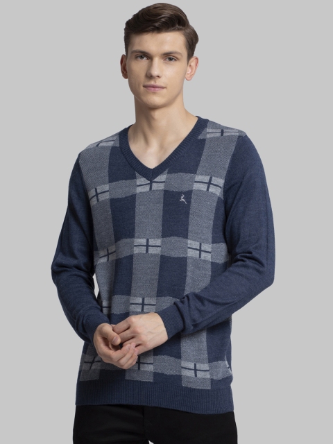 

Parx Men Navy Blue & Grey Printed Sweater