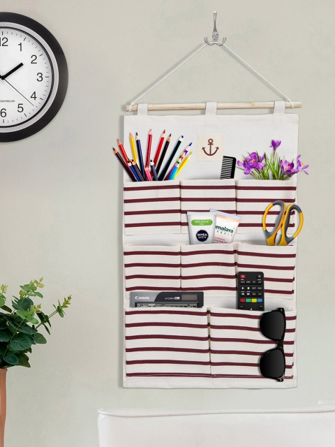 

Story@home White Striped Fabric Handbag Organiser