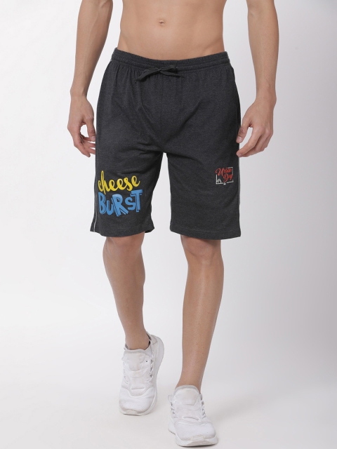 

Urban Dog Men Charcoal Grey Printed Regular Fit Sports Shorts