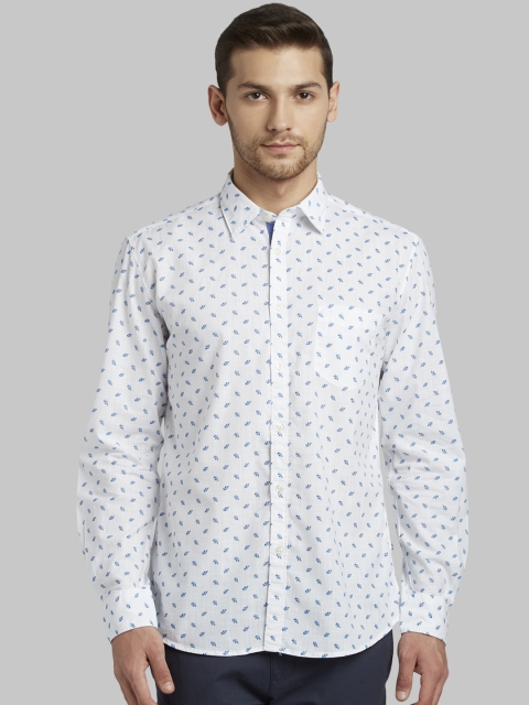 

Parx Men White & Blue Slim Fit Printed Casual Shirt