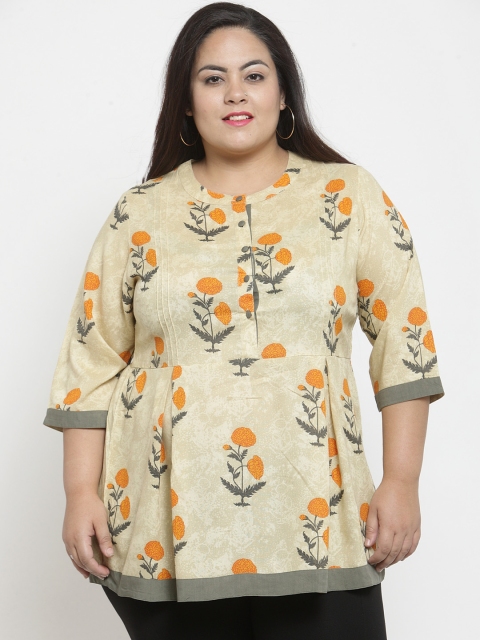 

plusS Women Beige Printed Empire Top