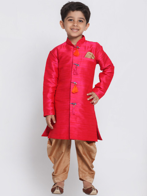 

JBN Creation Boys Pink & Brown Sherwani Set