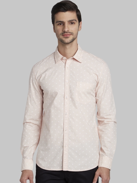 

Parx Men Peach-Coloured Slim Fit Printed Casual Shirt