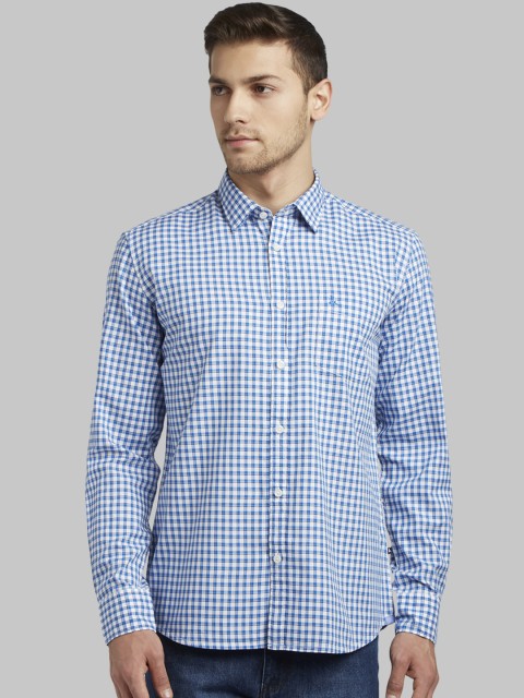 

Parx Men Blue & White Slim Fit Checked Casual Shirt