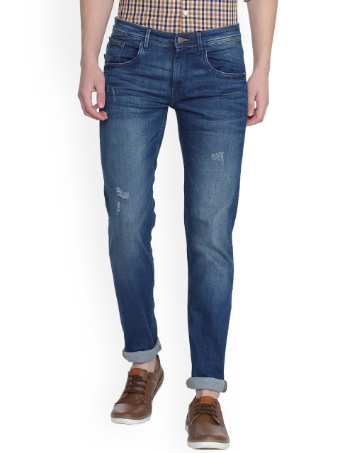 

Solly Jeans Co. Men Blue Skinny Fit Mid-Rise Low Distress Jeans