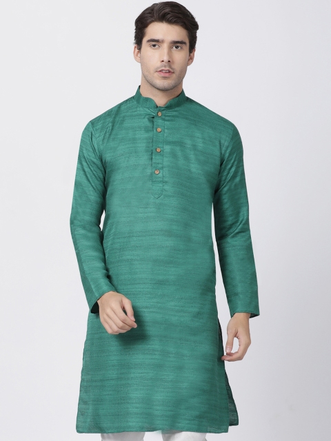 

VASTRAMAY Men Green Solid Straight Kurta