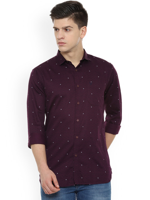 

Allen Solly Men Purple & Black Regular Fit Printed Casual Shirt