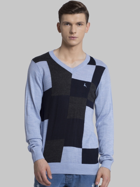 

Parx Men Blue & Grey Printed Pullover