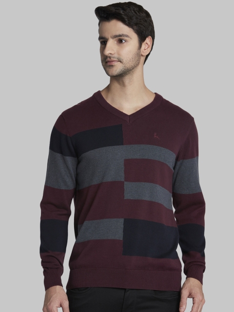

Parx Men Maroon & Green Colourblocked Sweater
