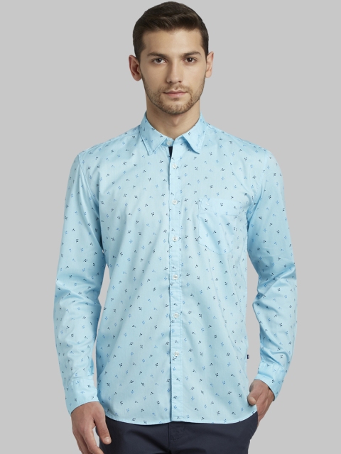 

Parx Men Blue Slim Fit Printed Casual Shirt