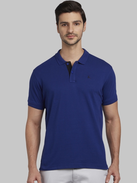 

Parx Men Blue Solid Polo Collar T-shirt