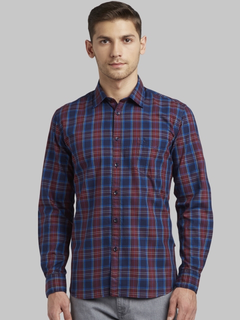 

Parx Men Blue Slim Fit Checked Casual Shirt