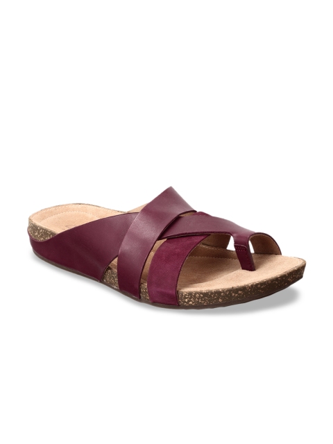 

Clarks Women Purple Solid Leather Open Toe Flats
