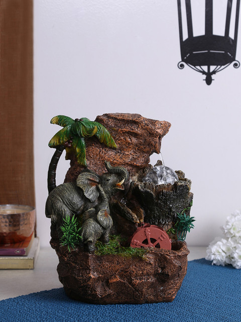 

House Of Accessories Camel Brown & Green Resin Decorative Fountain
