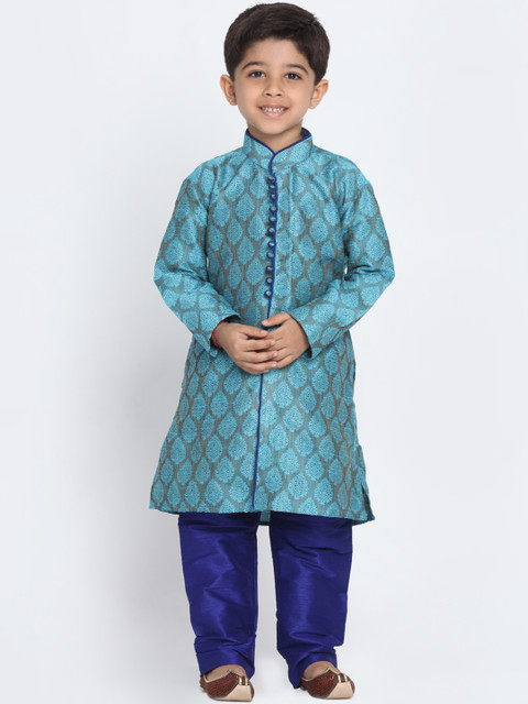 

VASTRAMAY Boys Blue Self Design Kurta with Churidar