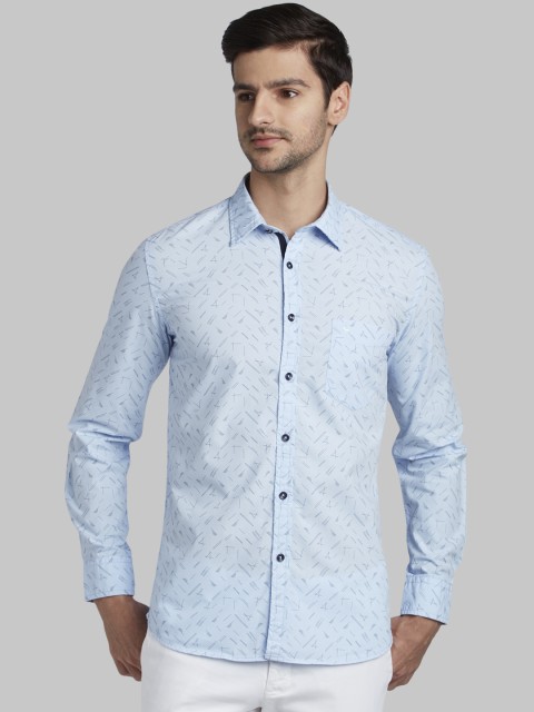 

Parx Men Blue Slim Fit Printed Casual Shirt