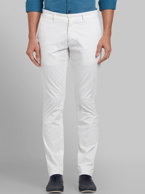 

Parx Men White Tapered Fit Solid Regular Trousers