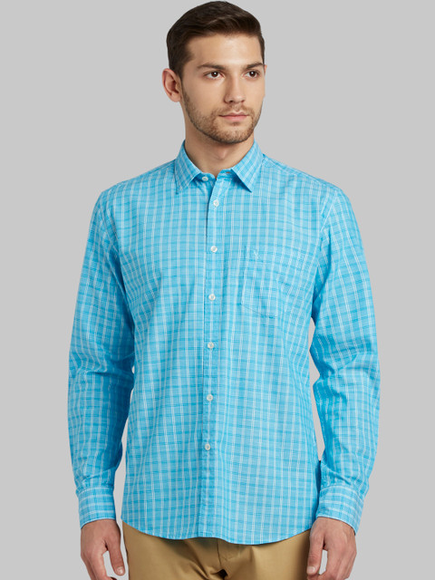 

Parx Men Blue Slim Fit Checked Casual Shirt