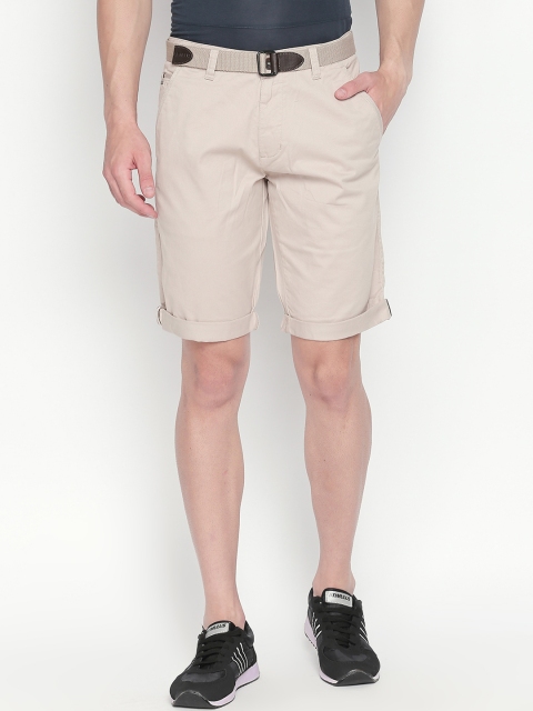

beevee Men Beige Solid Regular Fit Regular Shorts