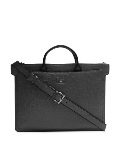 

Da Milano Unisex Black Solid Leather Laptop Sleeve