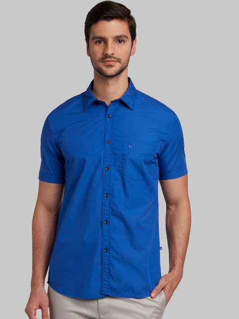 

Parx Men Blue Slim Fit Solid Casual Shirt