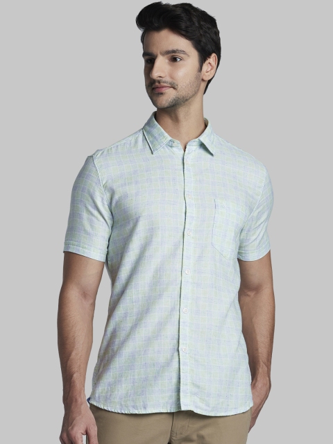 

Parx Men Green Slim Fit Checked Casual Shirt