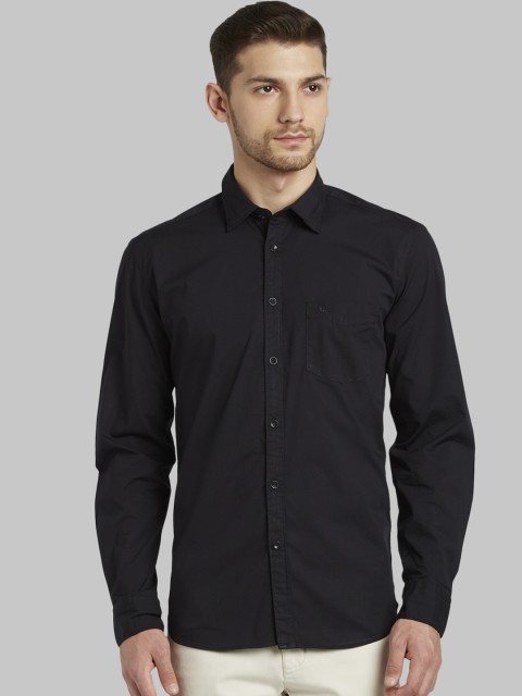 

Parx Men Black Slim Fit Solid Casual Shirt