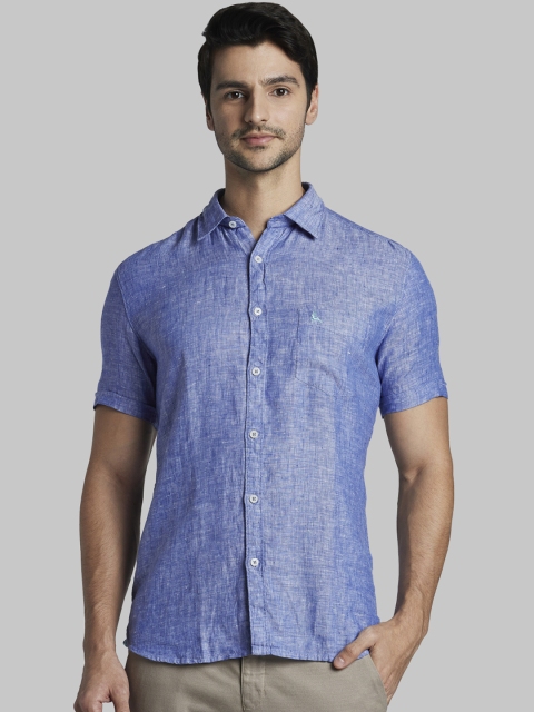 

Parx Men Blue Slim Fit Self Design Casual Shirt