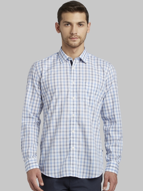 

Parx Men Blue Slim Fit Checked Casual Shirt