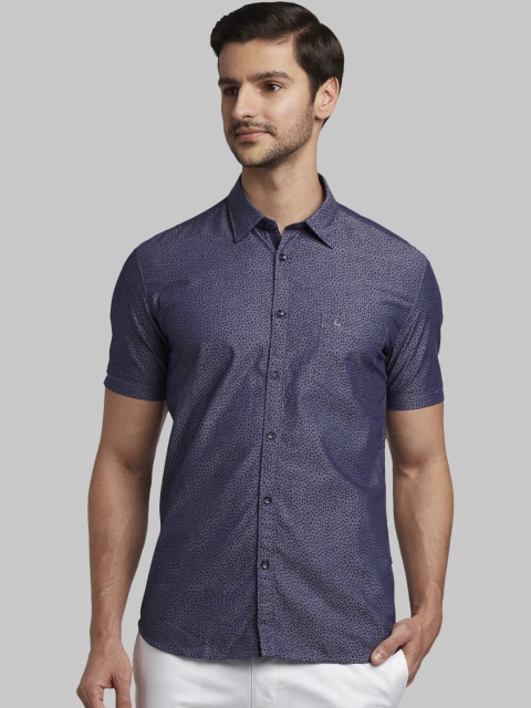 

Parx Men Navy Blue Slim Fit Printed Casual Shirt