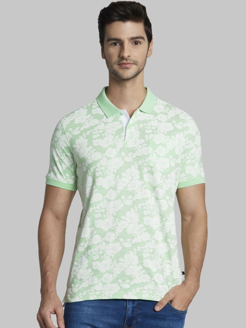 Parx Men Green Printed Polo Collar T-shirt
