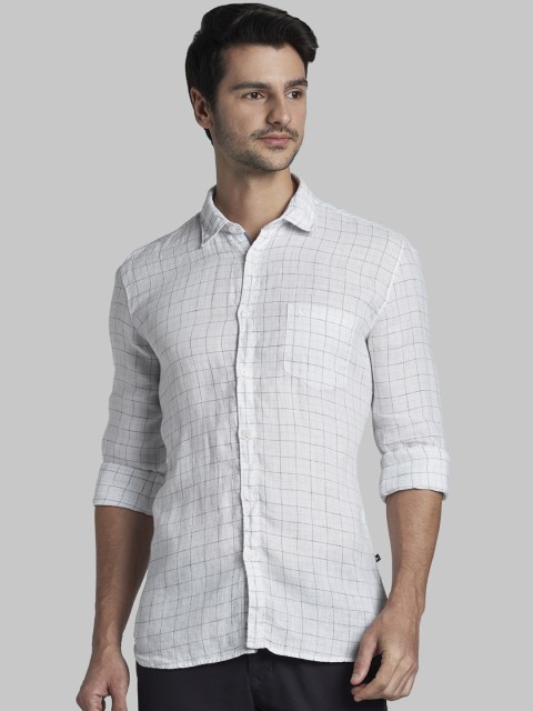 

Parx Men White & Blue Slim Fit Checked Casual Shirt