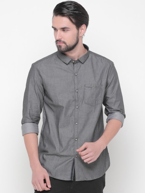 

WITH Men Black Slim Fit Solid Casual Shirt