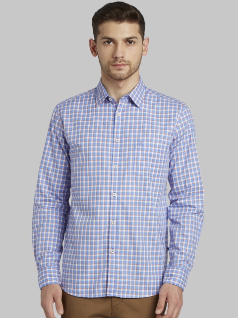 

Parx Men Blue & Yellow Slim Fit Checked Casual Shirt