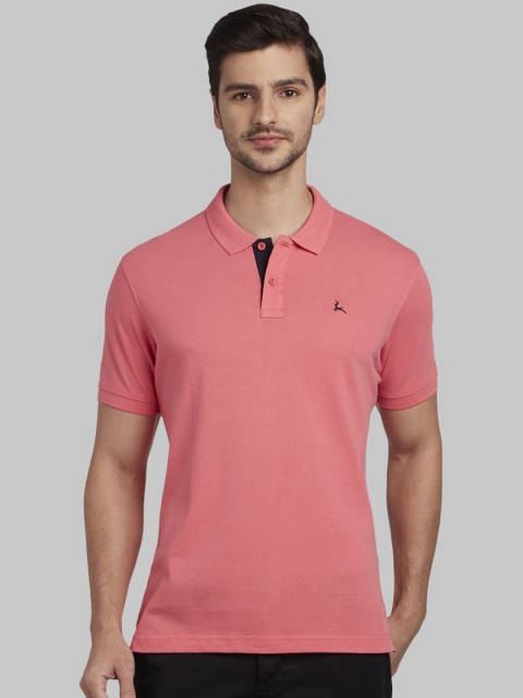 

Parx Men Pink Solid Polo Collar T-shirt