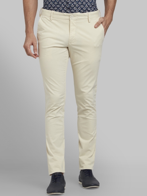 

Parx Men Cream-Coloured Slim Fit Solid Regular Trousers