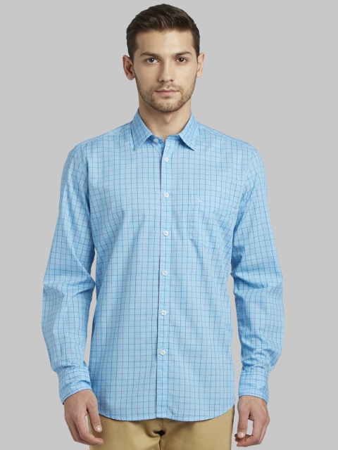 

Parx Men Blue Slim Fit Checked Casual Shirt